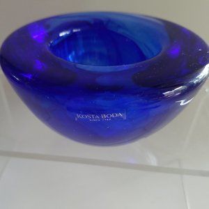 Vtg Kosta Boda Blue Glass Votive candle Holder B2